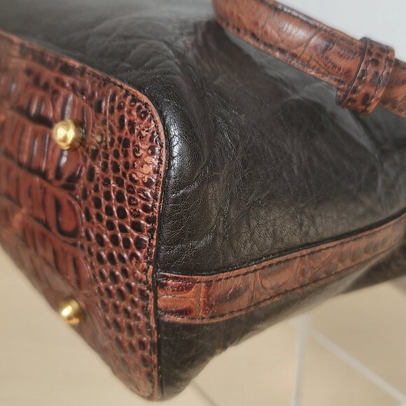 Brahmin Medium Arno Tuscan Black Brown Leather Shoulder Bag Tote - Picture 6 of 16